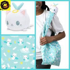 Plushie Tote Bag: Light Blue Angel Cats Tote Bag + White Angel Cat Plushie TET 6081-TY-547